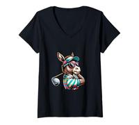 Mujer Burro Golfista Con Estilo Y Divertido Camiseta Cuello V