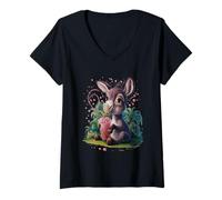 Mujer Burro Hombre Mujer Boba Tea Kawaii Bubble Tea Burro Camiseta Cuello V