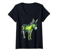 Mujer Burro Obra De Arte Fantasía Vida Silvestre Animal Amante Divertido Cool Camiseta Cuello V