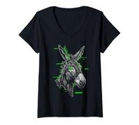 Mujer Burro Obra De Arte Fantasía Vida Silvestre Animal Amante Divertido Cool Camiseta Cuello V