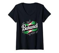 Mujer Burundi Flag Patriotic Burundi Heritage Roots Camiseta Cuello V