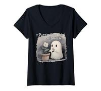 Mujer Burying Seeds In Stead of Bodies Funny Cute Ghost Halloween Camiseta Cuello V