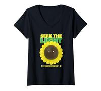Mujer Busca la declaración Feliz Positiva de la luz Camiseta Cuello V