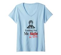 Mujer Buscando Mr. Darcy Impresión Negra Divertido Camiseta Cuello V
