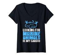 Mujer Buscar Animales Marinos es mi Cardio Camiseta Cuello V
