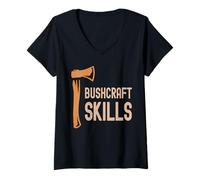 Mujer Bushcraft Habilidades Supervivencia al Aire Libre Vivir Naturaleza Camiseta Cuello V