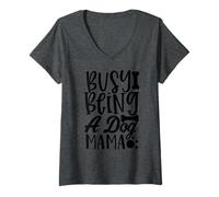 Mujer Busy Being A Dog Mama WagLife Edition para Amantes de los Perros Camiseta Cuello V
