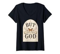 Mujer But I Still Trust God Christian Faith Cita Religiosa Camiseta Cuello V
