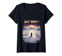 Mujer But Why Funny Nihilist Penguin Existential Dread Nihilist Camiseta Cuello V