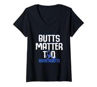 Mujer Butts Matter Too Save The Butts Concientización sobre el cáncer de Colon Camiseta Cuello V