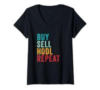 Mujer Buy, Sell, HODL, Repeat - Crypto Investing Vintage Camiseta Cuello V
