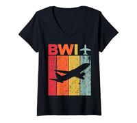 Mujer BWI Baltimore Aeropuerto Internacional de Washington Camiseta Cuello V