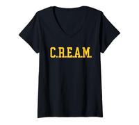 Mujer C.R.E.A.M. - Cash Rules Todo a mi Alrededor Rap Hiphop Camiseta Cuello V