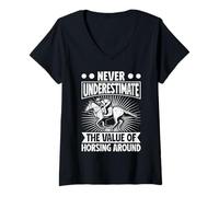 Mujer Cabalgatas Never Underestimate Horsing Jinete Camiseta Cuello V