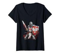Mujer Caballero de Cristo Polaco - Caballero Católico Camiseta Cuello V