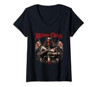 Mujer Caballeros de Cristo - Caballeros Templarios Cristianos Camiseta Cuello V