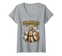 Mujer Caballeros Templarios: Guerreros de Cristo Camiseta Cuello V