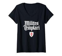 Mujer Caballeros Templarios (Milites Templari en latín) Escudo Camiseta Cuello V