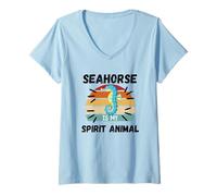 Mujer Caballito de mar es mi espíritu Animal Kawaii Dibujos Animados Divertidos caballitos de mar Camiseta Cuello V