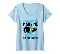 Mujer Caballitos de mar me Hacen Feliz no Tanto Divertido Caballito de mar Camiseta Cuello V