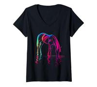 Mujer Caballo Agua Potable Ecuestre Vaquera Vaquero Western Granero Camiseta Cuello V