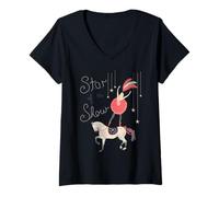 Mujer Caballo de Circo espectáculo Estrella Vintage Circo Tienda Artista Mujer niño Camiseta Cuello V
