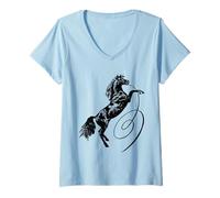 Mujer Caballo de cría Montar a Caballo Amantes de los Caballos Camiseta Cuello V