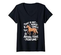 Mujer Caballo Eso no es un Olor a Caballo Eso es Perfume Akhal-Teke Camiseta Cuello V