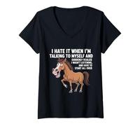 Mujer Caballo Lo Odio Cuando Estoy Hablando Conmigo Mismo Sarcástico Camiseta Cuello V