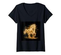 Mujer Caballo mágico Camiseta Cuello V