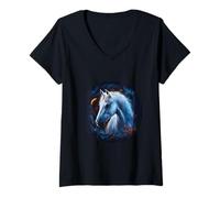 Mujer Caballo mágico Camiseta Cuello V