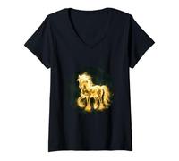 Mujer Caballo mágico Camiseta Cuello V
