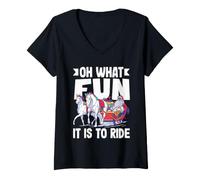 Mujer Caballo Oh Qué Divertido Es Montar Navidad Navidad Niñas Mujeres Camiseta Cuello V