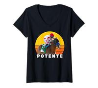Mujer Caballo Potente, Carreras de Caballos, Santa Anita, del Mar, Caballos Camiseta Cuello V
