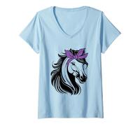 Mujer Caballos con Bandanas para Montar a Caballo Amante de los Caballos Camiseta Cuello V