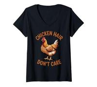 Mujer Cabello De Pollo No Me Importa Amante De Pollos De Granja Camiseta Cuello V