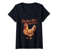 Mujer Cabello De Pollo No Me Importa Amante De Pollos De Granja Camiseta Cuello V
