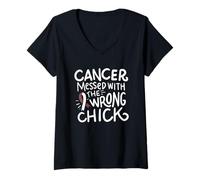 Mujer Cabeza Cuello Cáncer Survivor Fighter White Burgundy Ribbon Camiseta Cuello V