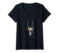Mujer Cabeza de Anubis Arte del Dios Egipcio Antiguo Camiseta Cuello V