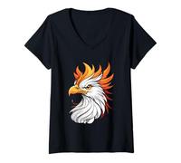 Mujer Cabeza de Fénix - Ilustración Estilo Cómic Camiseta Cuello V