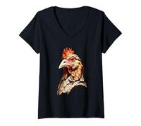 Mujer Cabeza de Gallo Realista - Art de Granja Camiseta Cuello V