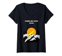 Mujer Cabo de Gata España Puesta de Sol Camiseta Cuello V