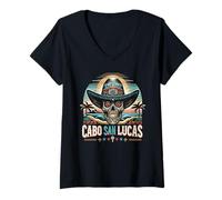 Mujer Cabo San Lucas Calavera de Azúcar Cabo México Souvenirs California Camiseta Cuello V