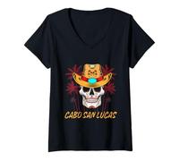 Mujer Cabo San Lucas Cráneo de Azúcar Cabo Souvenirs California Camiseta Cuello V