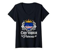 Mujer Cabo Verdean Princess Cabo Verde Flag Cabo Verdean Girl Camiseta Cuello V
