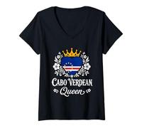 Mujer Cabo Verdean Queen Cabo Verde Flag Proud Cabo Verdean Woman Camiseta Cuello V