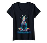 Mujer Cabra Amante Animal Vida Silvestre Bosque Montañas Gráfico Camiseta Cuello V