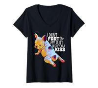 Mujer Cachorro Bulldog Francés - I Didn'T Fart My Butt Blew You A Kiss Camiseta Cuello V