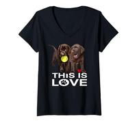 Mujer Cachorro de Chocolate Lab This Is Love Brown Labrador Retriever Camiseta Cuello V