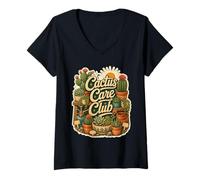 Mujer Cactus Care Club Suculentas Estante Camiseta Cuello V